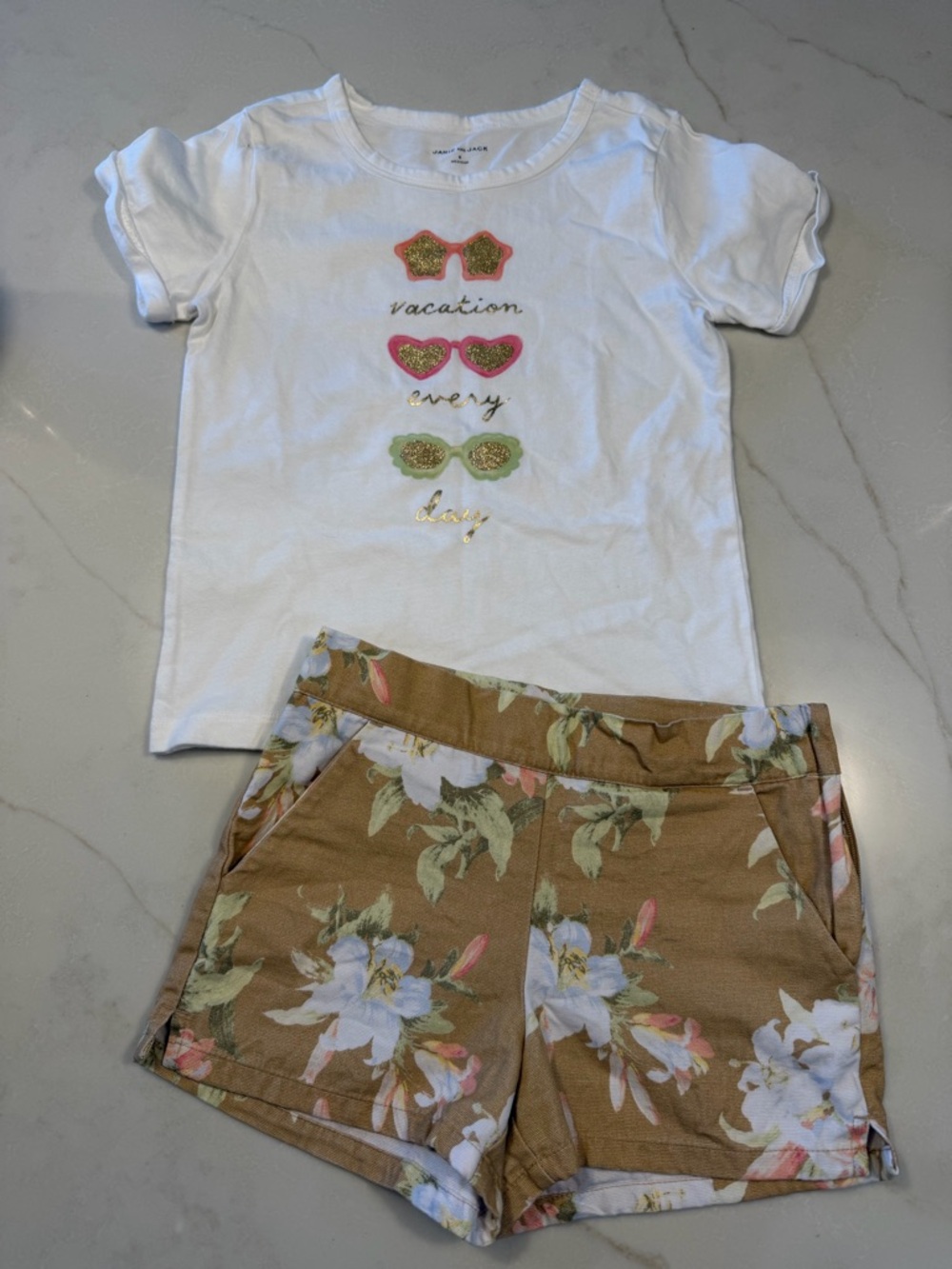 Janie and Jack outfit bundle shorts and short sleeve tee girls size 6